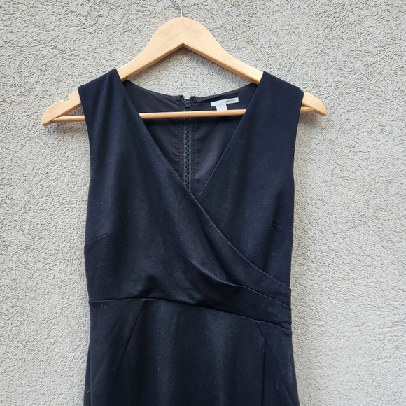 Halogen Wrap Dress Women's Size 2 Black Classic Minimalist Neutral Staple Piece - Picture 2 of 14